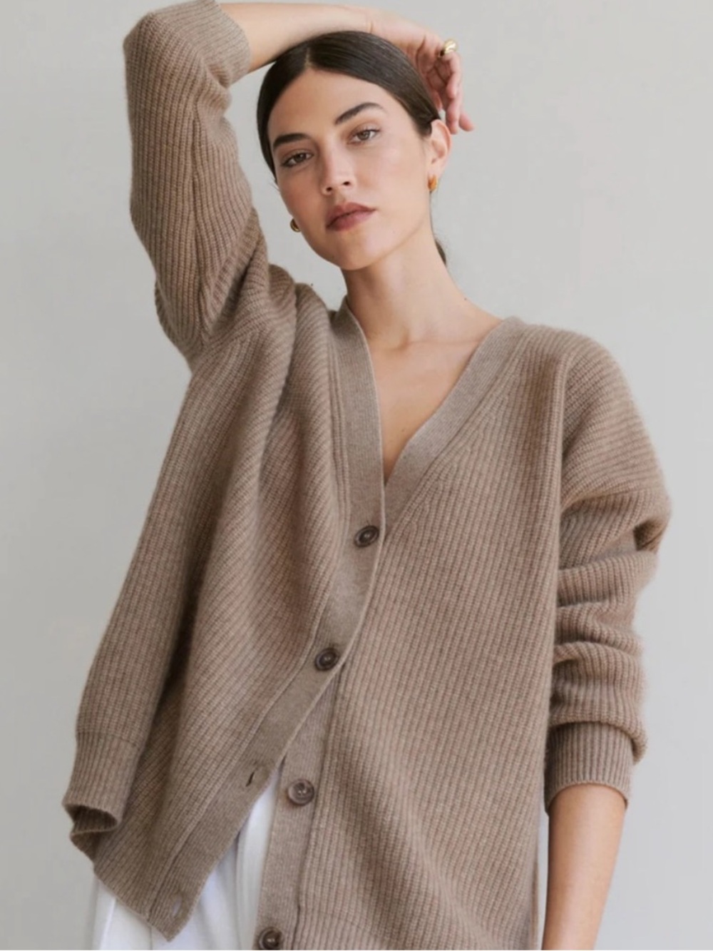 Jenni Kayne Cashmere Cocoon Cardigan Tan XS